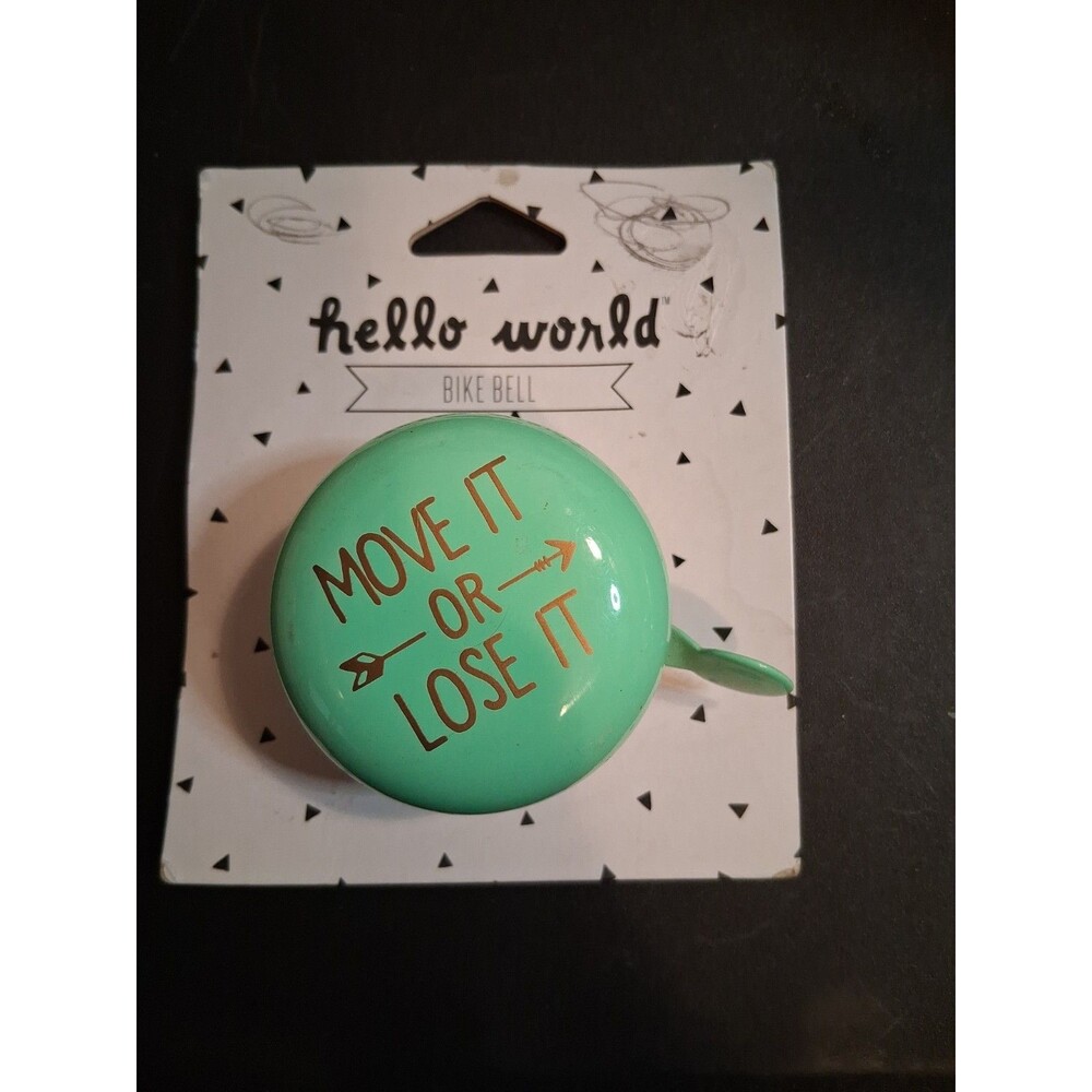 NEW Bike Bell: Green "Move It Or Lose It" Hello World About Face 2015